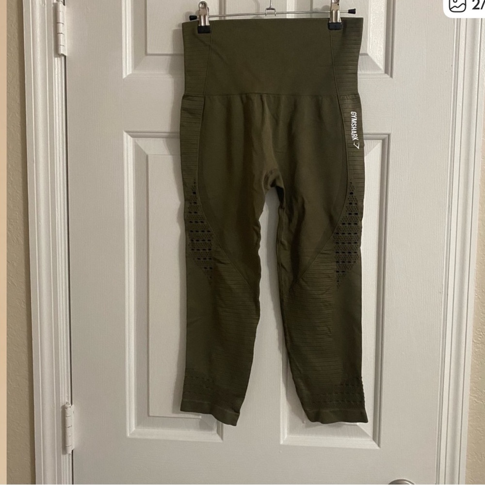 Gymshark Khaki Workout Capris - Picture 2 of 5